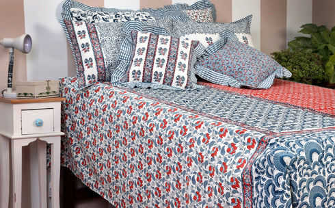 40s Cotton Pillow CoverIn FloralBlock Print